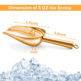TeamFar Ice Scoops, 5oz Stainless Steel Canister Small Ice Candy Scoop for Kitchen Dispenser Buffet Jars, Healthy & Sturdy, Multi-use & Mirror Finish, Dishwasher Safe-2 PCS