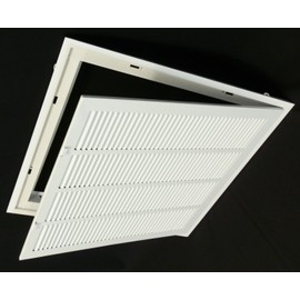 24" X 24 Steel Return Air Filter Grille for 1" Filter - Easy Plastic Tabs for Removable Face/Door - HVAC DUCT COVER - Flat Stamped Face - White [Outer Dimensions: 25.75 X 25.75]