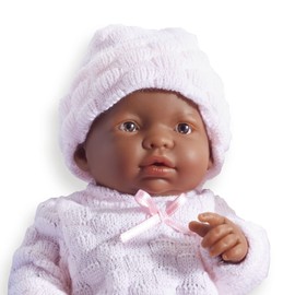 JC Toys Mini La Newborn African American | Anatomically Correct Real Girl Baby Doll | 9.5" All-Vinyl | Includes Pink Outfit, Hat and Pacifier | Designed by Berenguer | Ages 2+