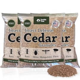 Double Tree Home and Garden Cedar Granules | Repels Fleas, Ticks, Ants, and Mosquitos | Rich Cedar Scent | Non Toxic | Pet Safe | 3 Bags (48 Quarts)