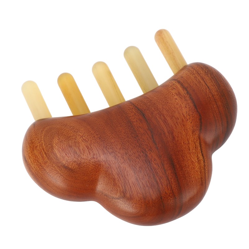 Sandalwood Massaging Comb Lotus Ox Horn Shape Reduce Pressure Wide