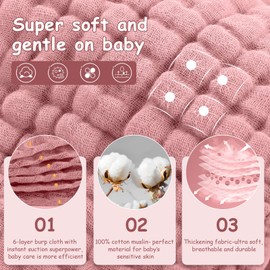 Looxii Muslin Burp Cloths 100% Cotton Muslin Cloths 12 Pack Large 20''x10'' Extra Soft and Absorbent Baby Burping Cloth for Boys and Girls (Bean Paste)