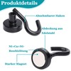 MIN CI 14pcs Black Magnetic Hooks Heavy Duty 22lbs, Neodymium