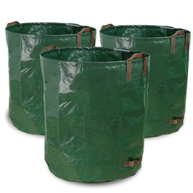 Gardzen 3-Pack 72 Gallon Yard Waste Bags, Reusable Heavy Duty Collapsible Garden Leaf Bags with Plastic Ring, Stand-Up Yard Waste Bin for Leaves, Lawn Debris & Grass Clippings, PE Material