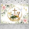AIBIIN 7x5ft First Communion Backdrop Baptism Backdrop Decorations First Communion