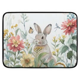 Easter Dish Drying Mat for Kitchen Counter 18x24in,Easter Rabbit Absorbent Dishes Drainer Drying Mats Fast Dry Washable Microfiber Draining Pad