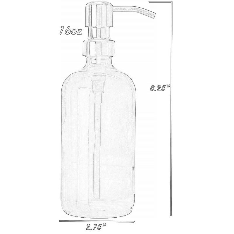 Red Glass Soap Dispenser with Black Metal Pump - 16oz