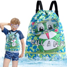 Kids swimming bag，double-layer swimming bag kids waterproof，dry and wet storage bag adjustable strap, waterproof compartment design，Perfect children's swimming equipment backpack. (Blue Spaceman)