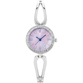 XCZAP Ladies Fashion Exquisite Compact Quartz Watch Elegant Luxury Silver Women Watches Designer Alloy Waterproof Bracelet Wristwatch (Silver Pink)