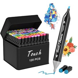 RUN HELIX Alcohol Markers 120 Colors,Dual Tip Permanent Art Markers for Artists with Case,Brush & Chisel Tip Sketch Markers for Adults or Kids