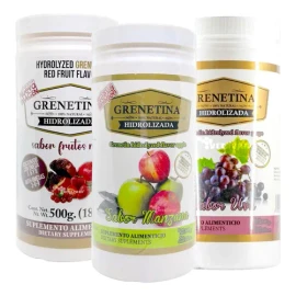 Grenetina Hidrolizada 100% Natural 500 Grs Pretty Bee 3 Bote Sabor Frutos Manzana Uva