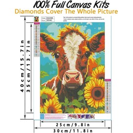 SDYJQ Diamond Art Kits for Adults,Diamond Painting Cow,Dimond Art Paintings Sunflower,Painting with Family and Friends, Decorating Family Walls （12x16 inch）