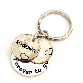 20 Down Forever To Go with Two Wedding Year Dimes Key Chain 20th Anniversary Gift for Him or Her