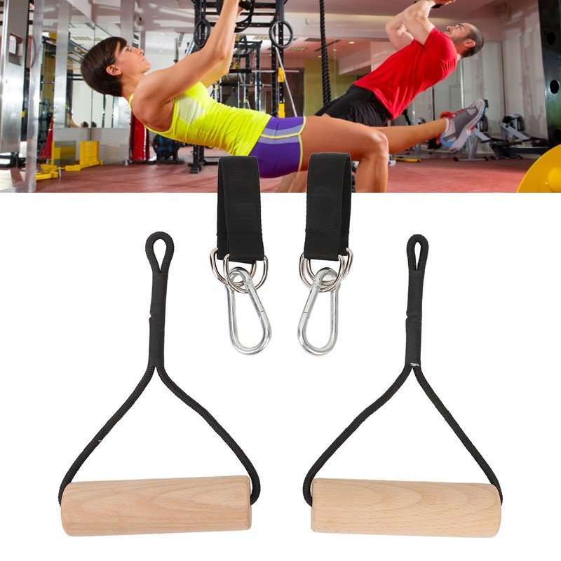 Wooden Gymnastic Rings Portable Pull Up Handles Arm Strength Trainer