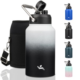 Konokyo Jug with Handle,87 oz Insulated Water Bottle with Carrying Pouch,Double Wall Vacuum Stainless Steel Metal Bottle,Day & Night