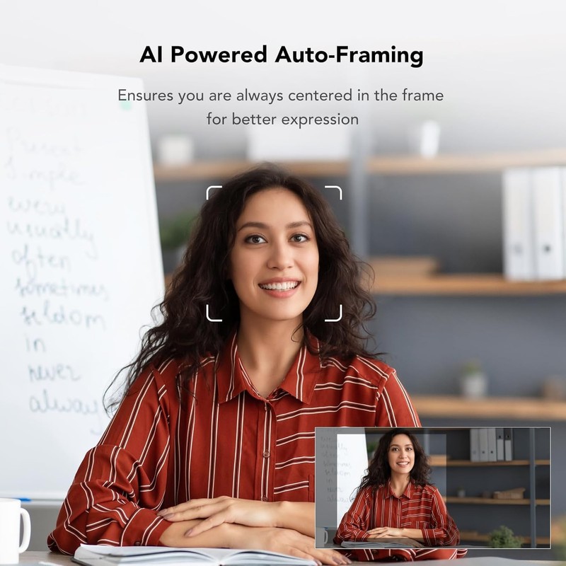 Nuroum V32AF 4K Webcam, Auto Focusing/Field of View Adjustable/Auto Framing/1080P