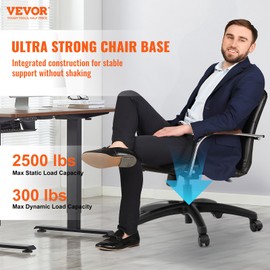 VEVOR Office Chair Base Replacement, 28", 2500 lbs Static Load, Heavy Duty Universal Computer Desk Chair Stool Base Part with 5 Casters, Gas Cylinder & Seat Plate, Desk Chair Base Replacement, Black