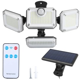 Solar Powered Outdoor Wall Lamps Motion Sensor Separate Solar Panel 4 Adjustable Heads 333Pcs Beads 120 Degree Sensing RangeType: Separate Light