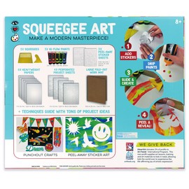iHeartArt by Bright Stripes Squeegee Art Kids Paint Kit, Childrens Painting Crafts Creativity Set, Including Paints, Squeegees, Paper, Stickers, Punch Outs and Work Surface, Great Creative Gifts