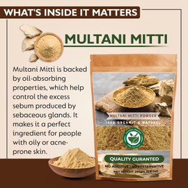 AYUSHKA ORGANIC Multani Mitti Powder | Fuller's Earth (8.8 OZ) | Natural Skincare | Oil-Absorbing Beauty Treatment | 8.8 OZ | 250 gm