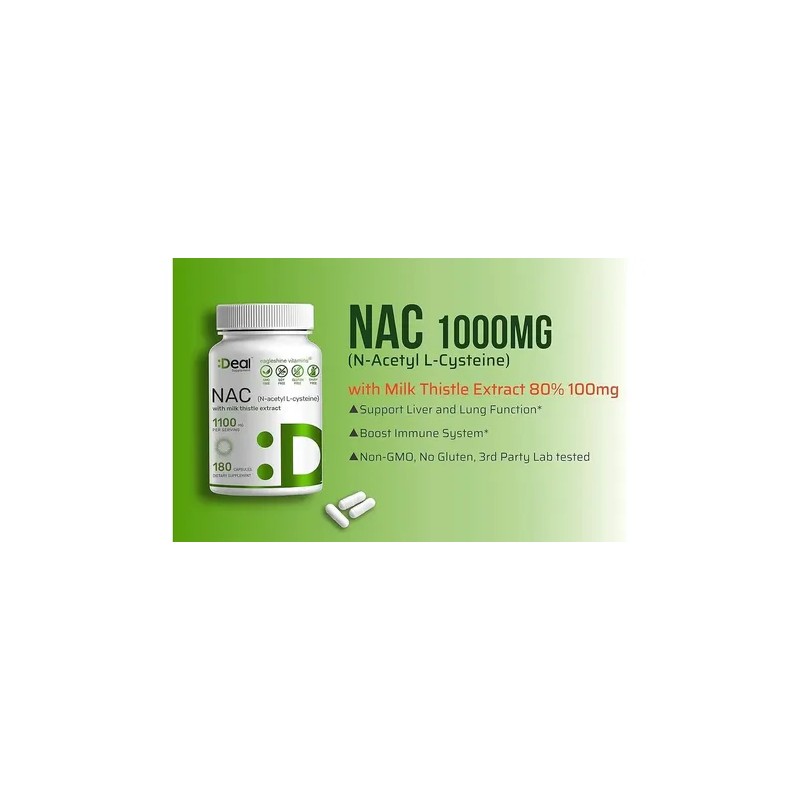 Nac N-acetil Cisteína 1,000 Mg + Glutatión 50mg Hecho En