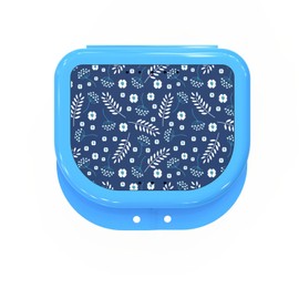 Retainer Cases Cute, Retainer Holder Case, 1 Pack, Aligner Case with Strikingly Colorful Cute Patterns, Night Guard Case with Floral Patterns (Blue)