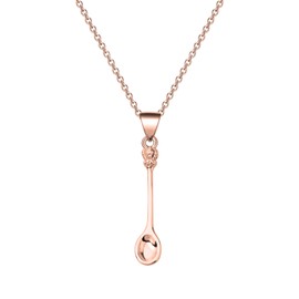 MYOSPARK Mini Crown Spoon Pendant Necklace Tea Spoon Shape Jewelry In Wonder Land Inspired Gift (Spoon necklace RG)
