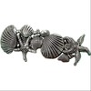Vintage Seashell Hair Barrette, Starfish and Shell Design, Antique Silver