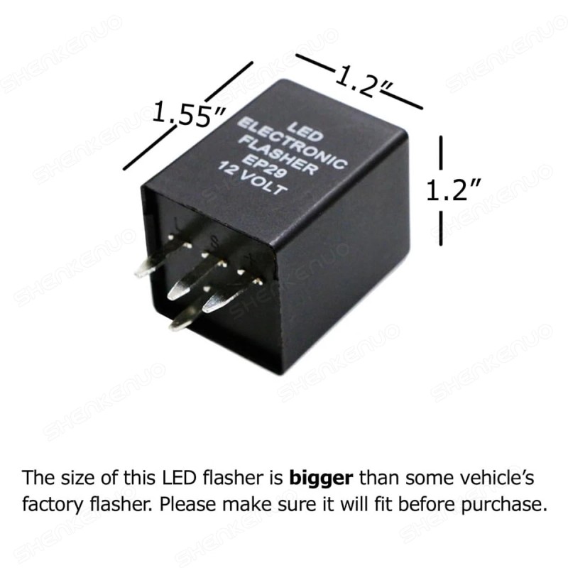 SHENKENUO 4-Pin EP29N LED Flasher Relay Fix Hyper Flash Turn