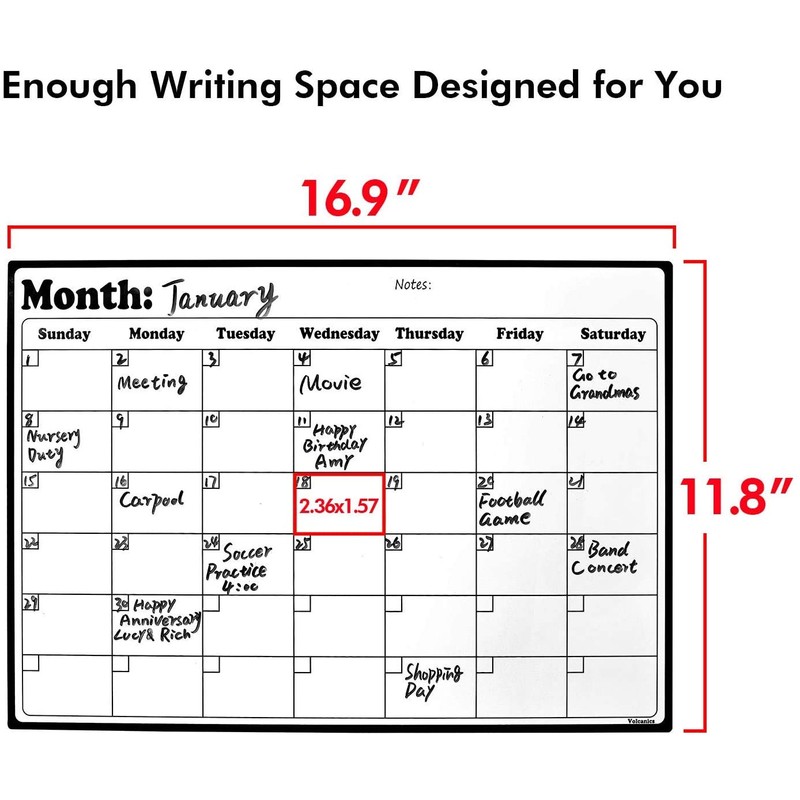 Fridge Calendar Magnetic Dry Erase Whiteboard Calendar for Refrigerator Planners