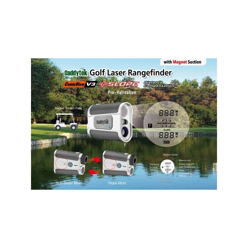 Caddytek Golf Laser Rangefinder, Caddyview V3 +Slope, 6X Magnification, NEW