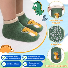 angelikashalala 5 Pairs of Baby Non-Slip Socks, Non-Slip Baby Socks with Cartoon Animal Motifs for Baby Girls Boys Children (0-12 Months)
