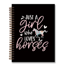 foedor Just a Girl Who Loves Horses Spiral Notebook,Horse Gifts for Girls,Horse Notebook Journal for Offices Schools,Cute Aesthetic Floral College Ruled Notebooks for Work Writing Journaling