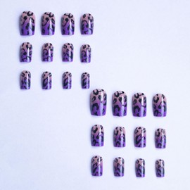 EYZOTSF Press on Nails Short Square Shaped Acrylic Extra Short Length Square False Nails with Designs Artificial Fake Nail with Charms Glue Stick ons Fingernails for Women Girls(X0473)