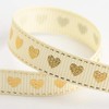 Love Hearts Ribbon Cream/Gold Grosgrain (9mm x 20M)