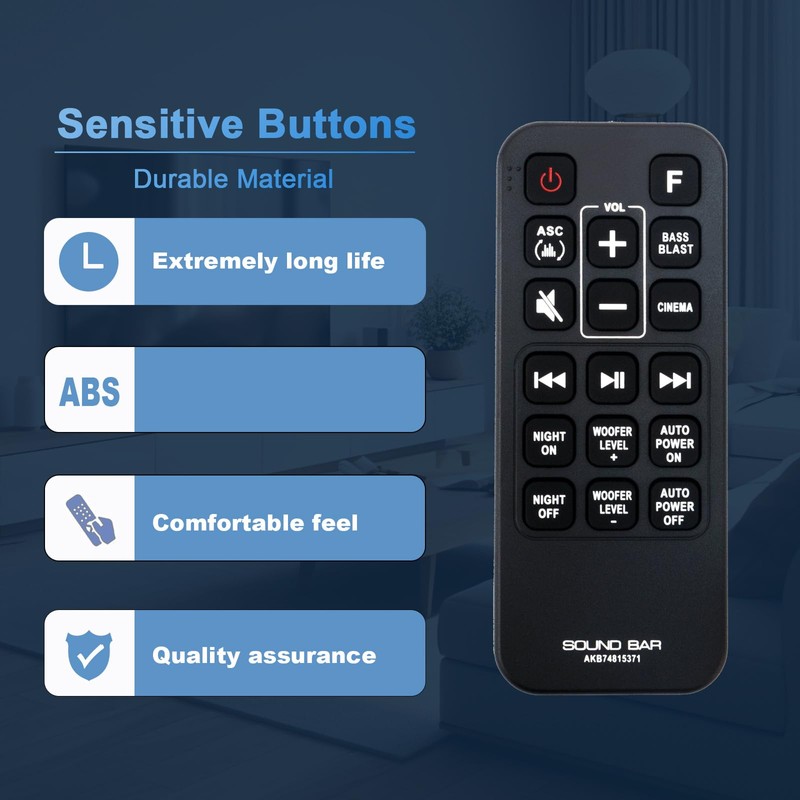 AKB74815371 Replace Remote Control Compatible with LG Sound Bar SJ3C