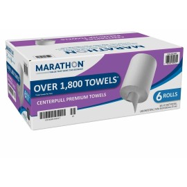 Marathon Centerpull Premium White 1-Ply Paper Towels 6 Rolls, 300 Sheets/Roll