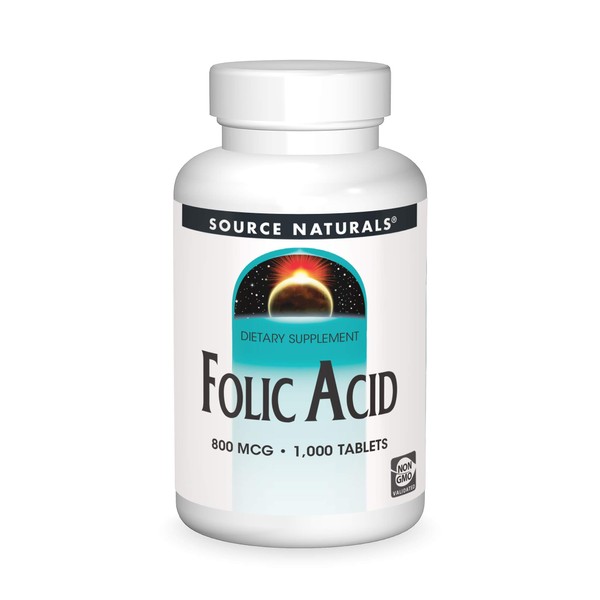 Source Naturals Folic Acid 800 mcg Dietary Supplement - 1000 Tablets