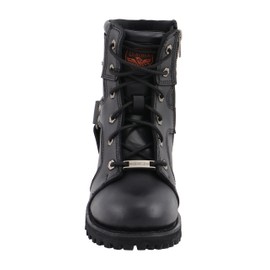 Milwaukee Leather MBL9302 Women's Black 8-Inch Lace-Up Harness Boots with Side Zipper Entry - 7