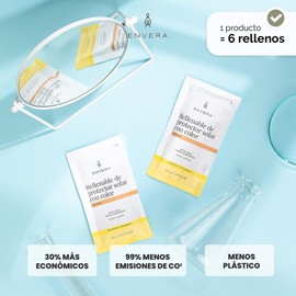 ENVERA | Protector Solar Facial + Recarga Rellenable | FPS 50+ | UV Defender | Bloqueador Solar Facial | Alta Protección | Protector Solar Con Color | Tono MEDIUM | Bloqueador Con Color