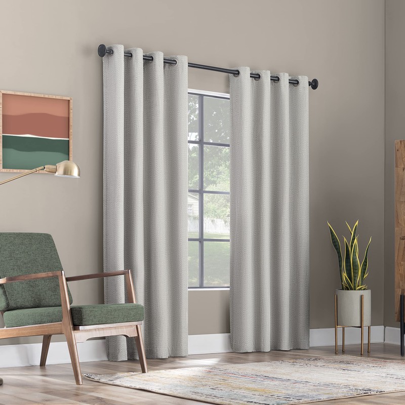 Scott Living Rafaela Woven Pattern Chenille Total Blackout Grommet Curtain