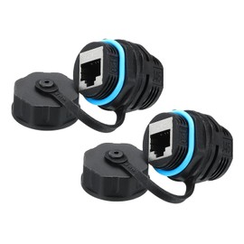 sourcing map RJ45 Panel Mount Coupler, IP68 Shielded Industrial Panel Mount Bulkhead Ethernet LAN Pass Through Connector for CAT6/CAT5E/CAT5(Blue,Pack of 2)