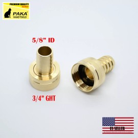PAKA TOOLS 3Pcs 5/8" Barb x 3/4" Female GHT Thread Brass Garden Hose Pipe Fitting