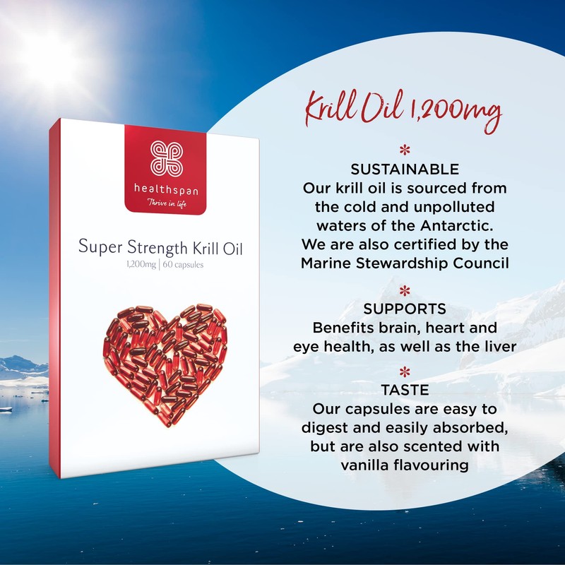 Healthspan Krill Oil 1,200mg | Super Strength | 60 Capsules