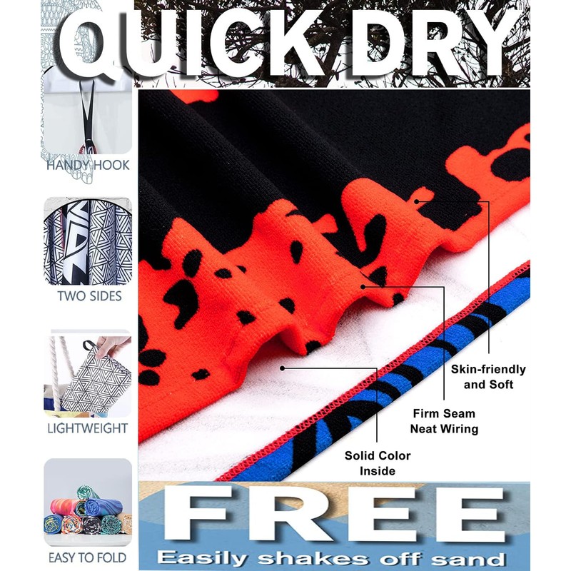 Lonimia Beach Towel Microfibre Towels Sand-Free Quick-Drying and Lightweight Beach