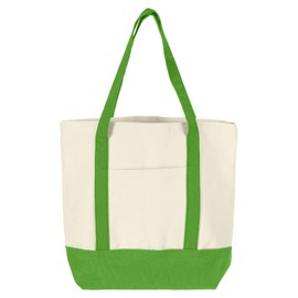 sourcing map Canvas Tote Bag with Zipper,1Pcs 16" x 14" x 4" Reusable Canvas Bag Tote Bag with Internal and External Pockets, Multipurpose Canvas Shopping Bag (Green)