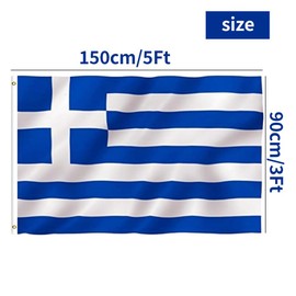 5ft x 3ft Greece Flag 90 * 150cm Greek National Flag with Two Brass Grommets Large Flag of Greece for Festival Party Sport Events Gardens Home Indoor and Outdoor Decoration