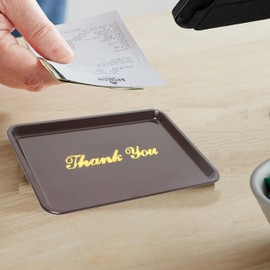 TrueCraftware- 4 1/2" x 6 1/2" Plastic Tip Tray with Gold Thank You Imprint Brown Color Set of 12 -Check Presenters for Restaurants Check Tip Trays Check Holders for Restaurants Bars Hotels