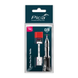 Pika Marker 7031SB Round Leads for Architectural Pencil Fine Dry 0.9 mm Red Pack of 12
