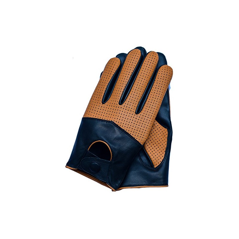 Riparo Motorsports Men's Leather Driving Gloves (Large, Black/Cognac)